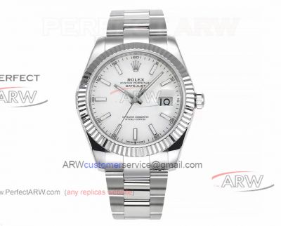 C Factory Top Replica Rolex Datejust White Dial Swiss 3235 Mechanical Stainless Steel 41mm 